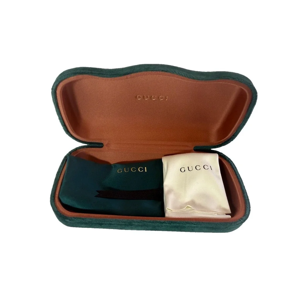 GUCCI Velvet Clamshell Storage Case Sunglasses Eyeglasses Hard Case Green
